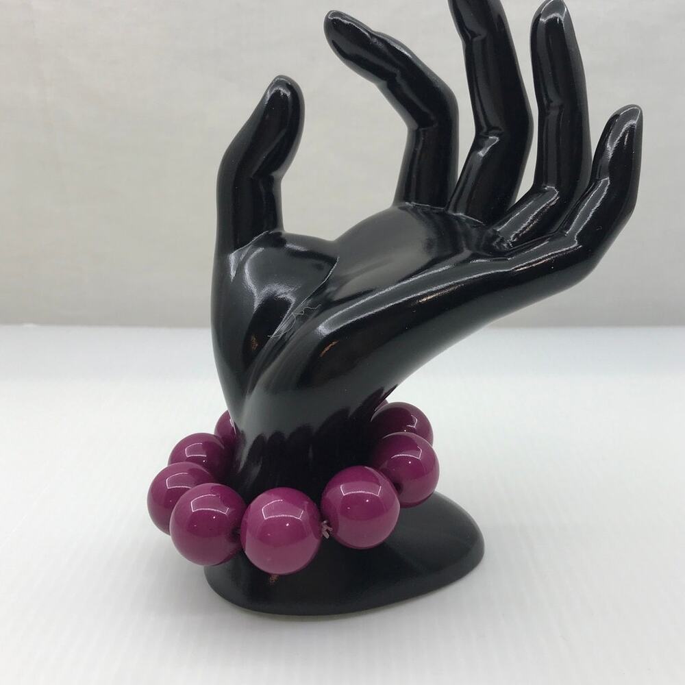 Vintage 90s Whimsigoth Boho Retro Purple Chunky Beaded Stretch Bracelet